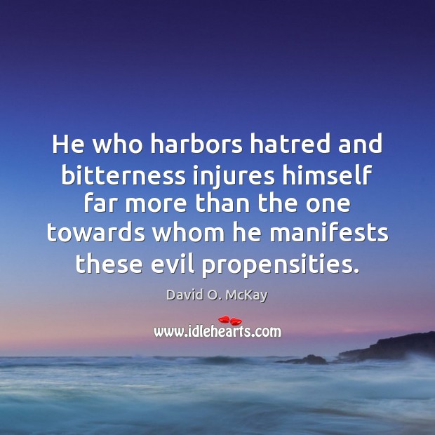 He who harbors hatred and bitterness injures himself far more than the David O. McKay Picture Quote