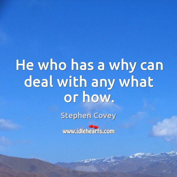 He who has a why can deal with any what or how. Image