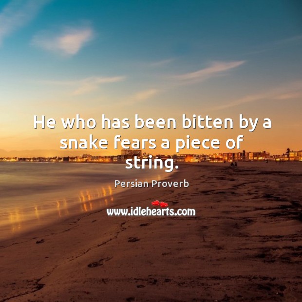 He who has been bitten by a snake fears a piece of string. Persian Proverbs Image