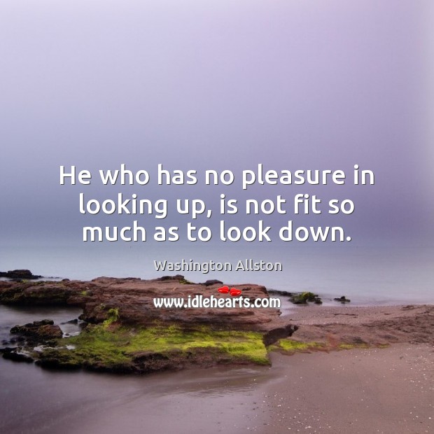 He who has no pleasure in looking up, is not fit so much as to look down. Washington Allston Picture Quote