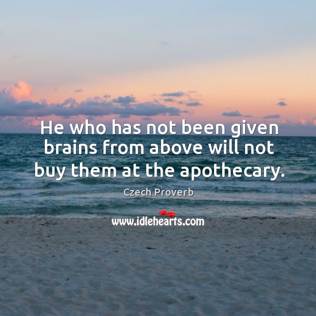 He who has not been given brains from above will not buy them at the apothecary. Image