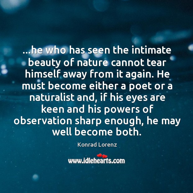 …he who has seen the intimate beauty of nature cannot tear himself Image