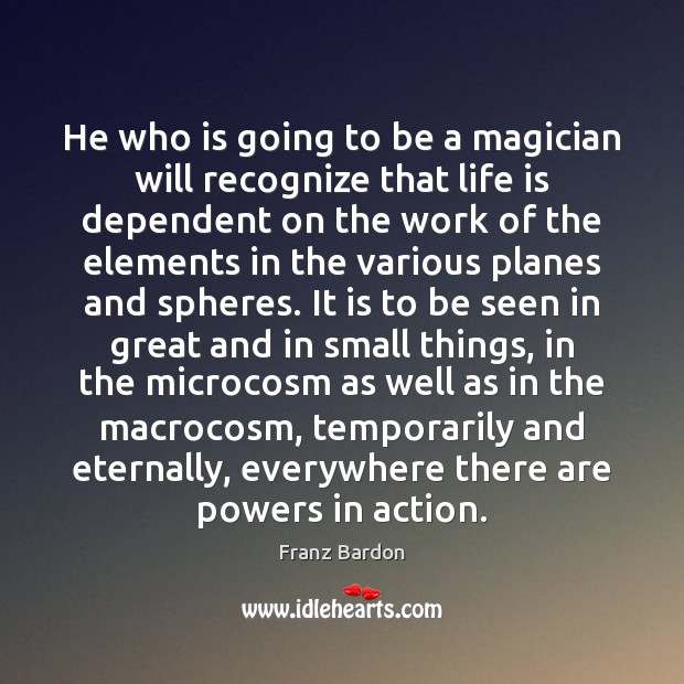 He who is going to be a magician will recognize that life Franz Bardon Picture Quote