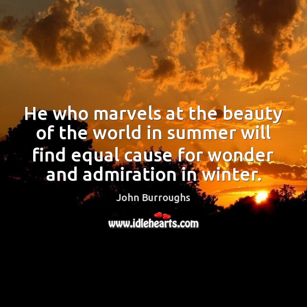 He who marvels at the beauty of the world in summer will Winter Quotes Image