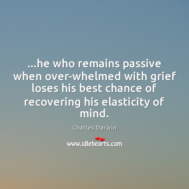 …he who remains passive when over-whelmed with grief loses his best chance Charles Darwin Picture Quote