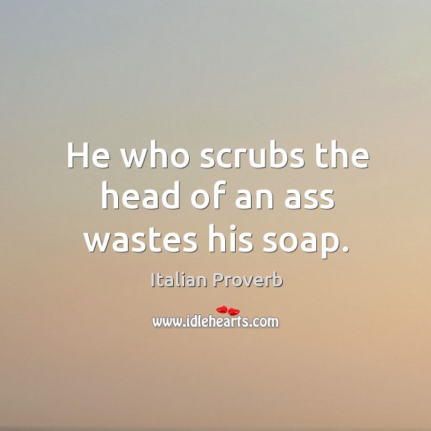 He who scrubs the head of an ass wastes his soap. Image