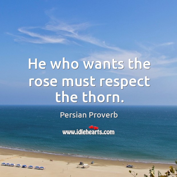 He who wants the rose must respect the thorn. Persian Proverbs Image