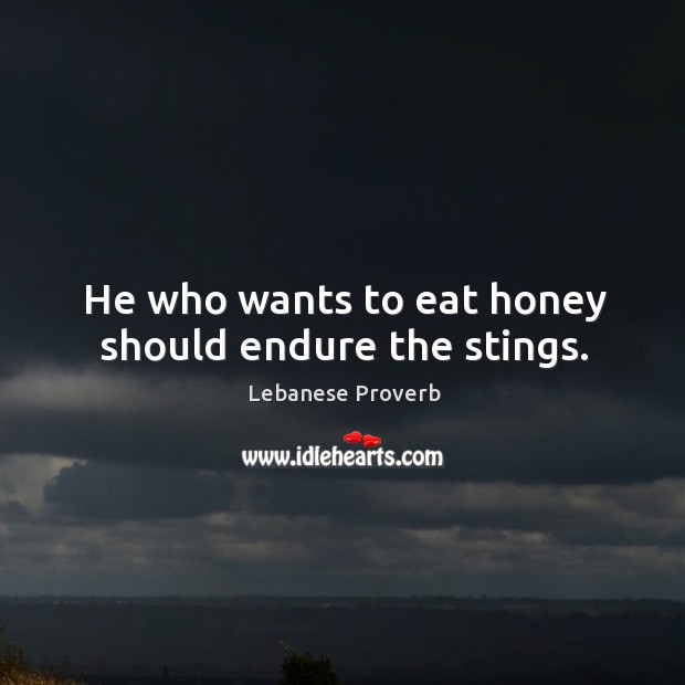 He who wants to eat honey should endure the stings. Lebanese Proverbs Image