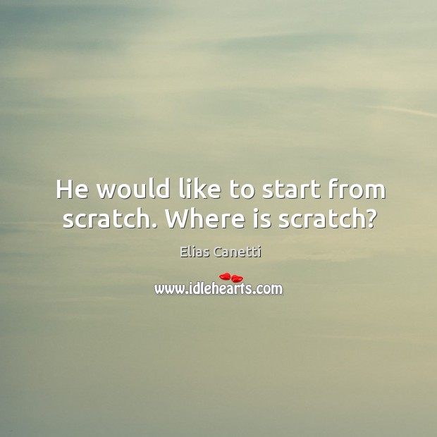 He would like to start from scratch. Where is scratch? Image