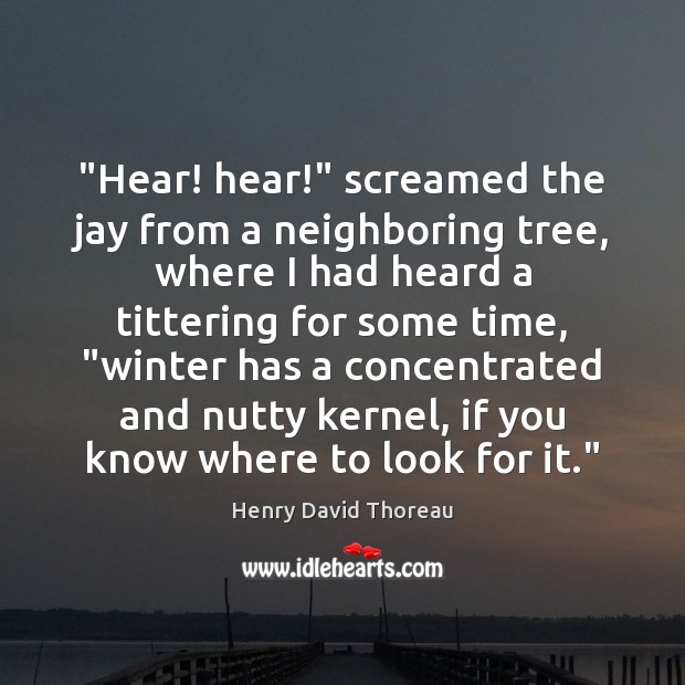 “Hear! hear!” screamed the jay from a neighboring tree, where I had Winter Quotes Image