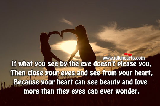 Only heart can see the real beauty Heart Touching Quotes Image