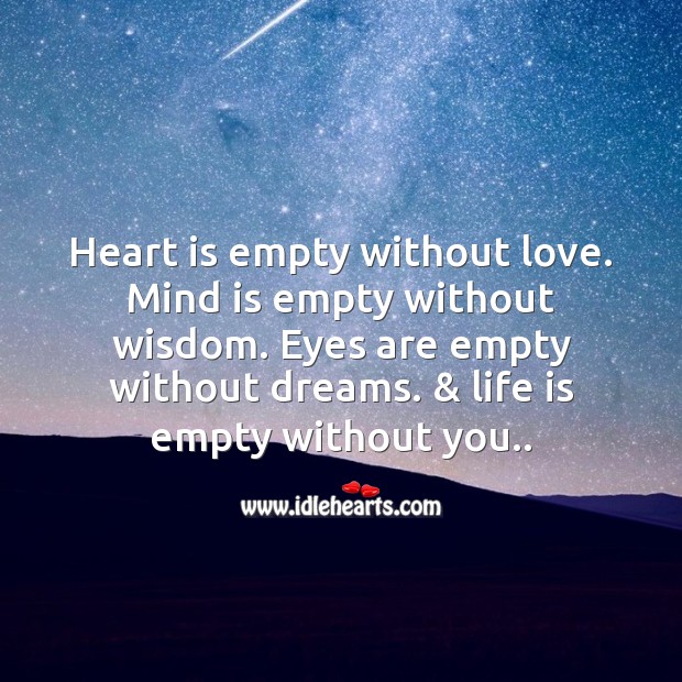 Heart is empty without love. Love Messages Image