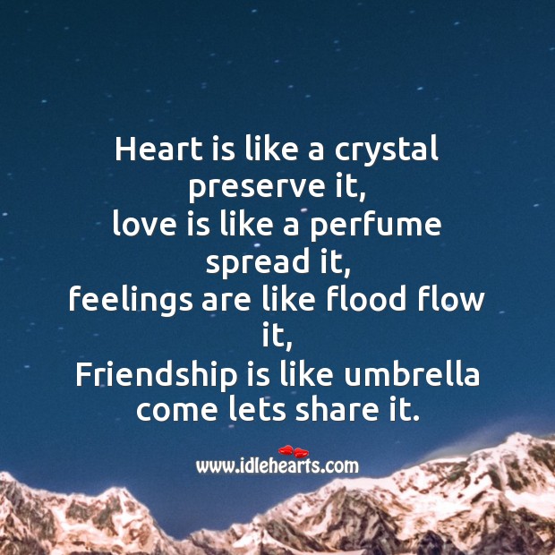 Heart is like a crystal preserve it Friendship Day Messages Image