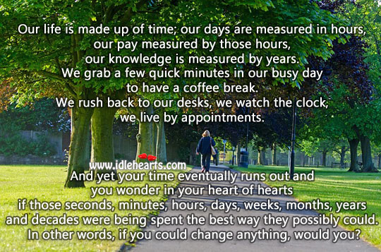 Our life is made up of time Chance Quotes Image