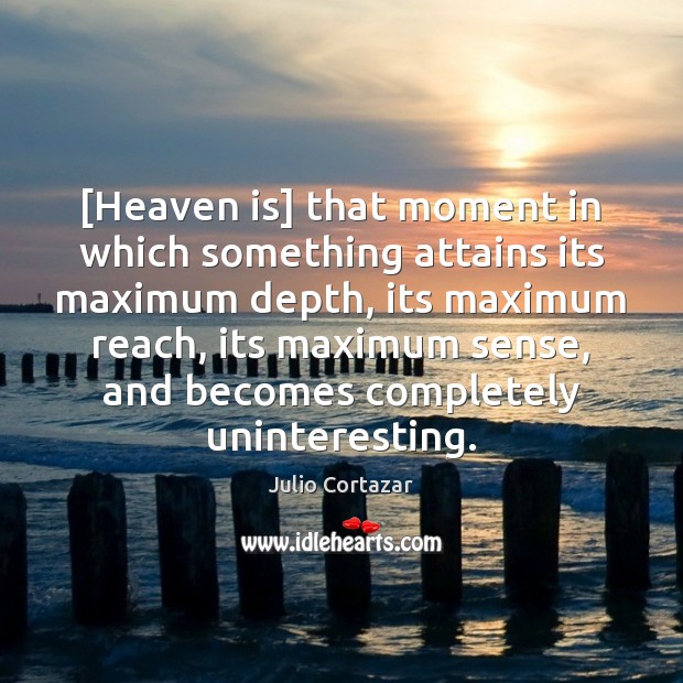 [Heaven is] that moment in which something attains its maximum depth, its Julio Cortazar Picture Quote