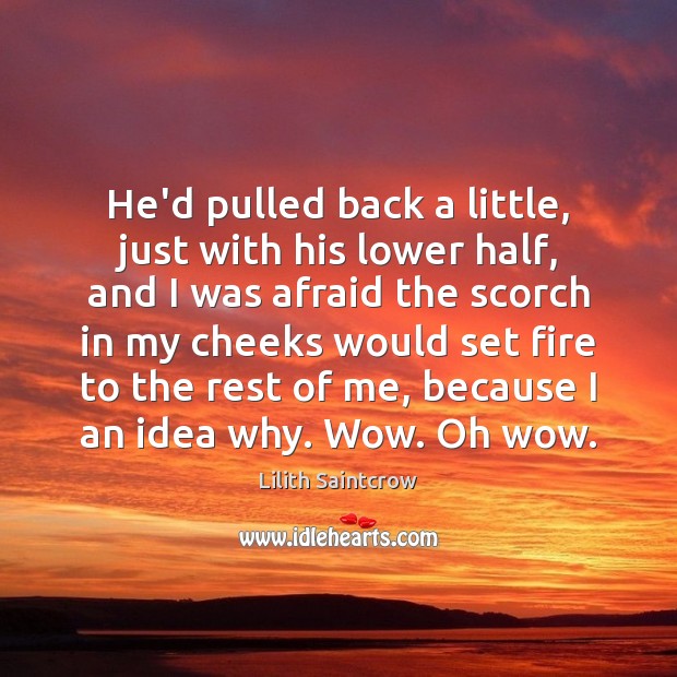 He’d pulled back a little, just with his lower half, and I Lilith Saintcrow Picture Quote