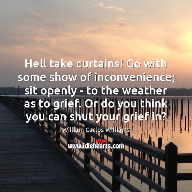 Hell take curtains! Go with some show of inconvenience; sit openly – William Carlos Williams Picture Quote