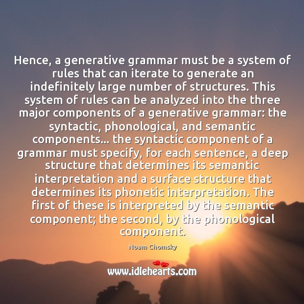Hence, a generative grammar must be a system of rules that can Noam Chomsky Picture Quote