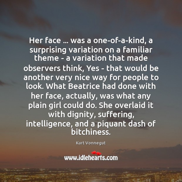 Her face … was a one-of-a-kind, a surprising variation on a familiar theme Image