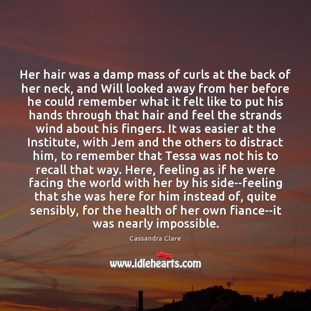 Her hair was a damp mass of curls at the back of Image