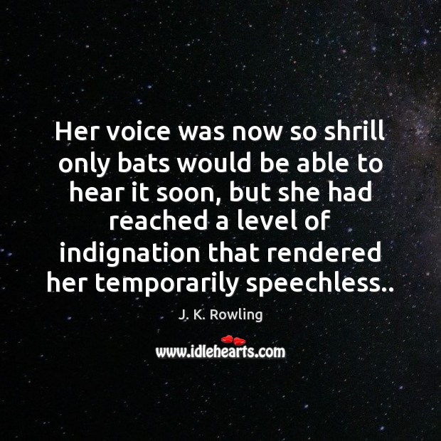Her voice was now so shrill only bats would be able to 