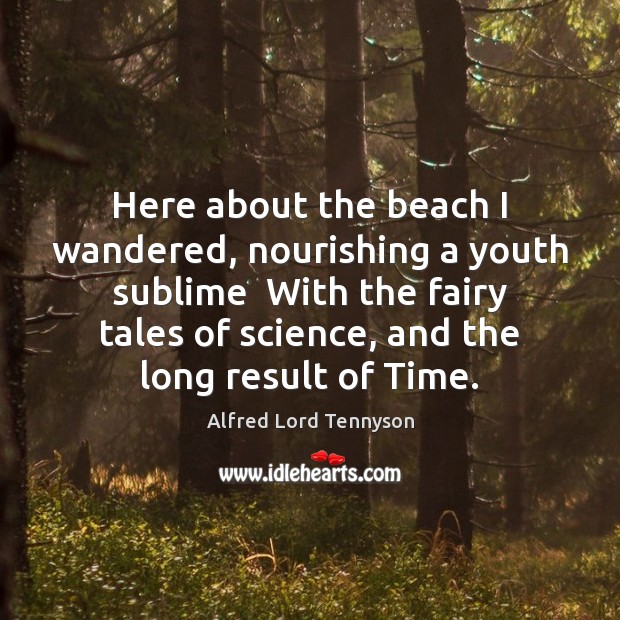 Here about the beach I wandered, nourishing a youth sublime  With the Alfred Lord Tennyson Picture Quote