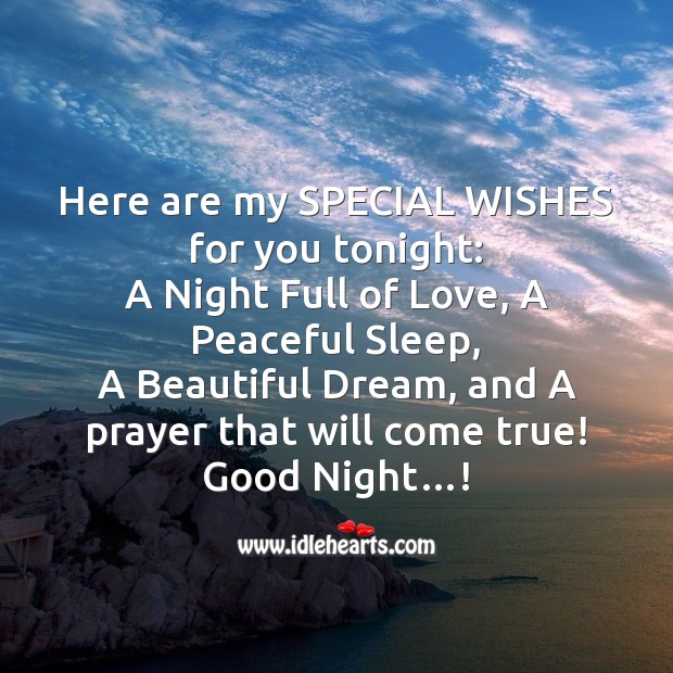 Here are my special wishes for you tonight Good Night Messages Image