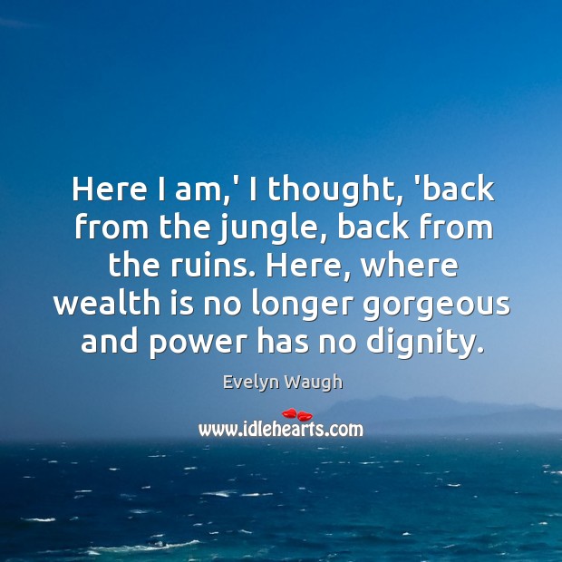 Here I am,’ I thought, ‘back from the jungle, back from Wealth Quotes Image