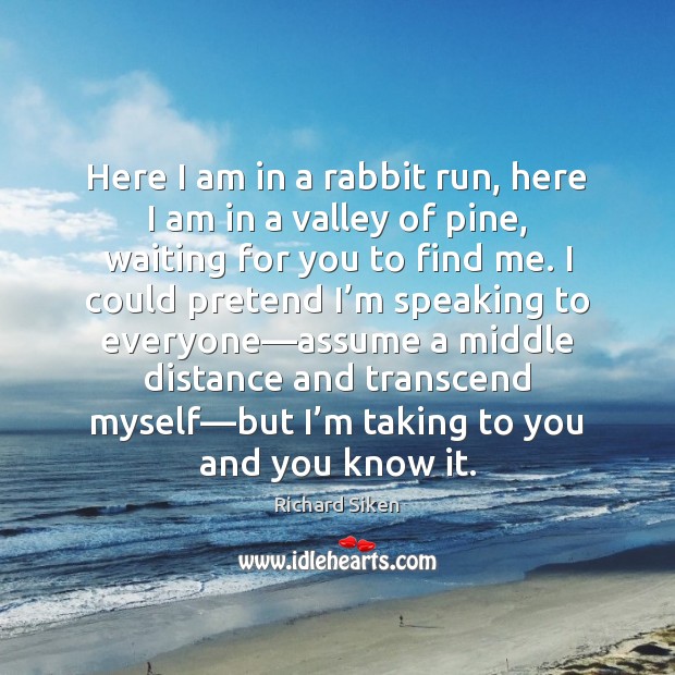 Here I am in a rabbit run, here I am in a Richard Siken Picture Quote