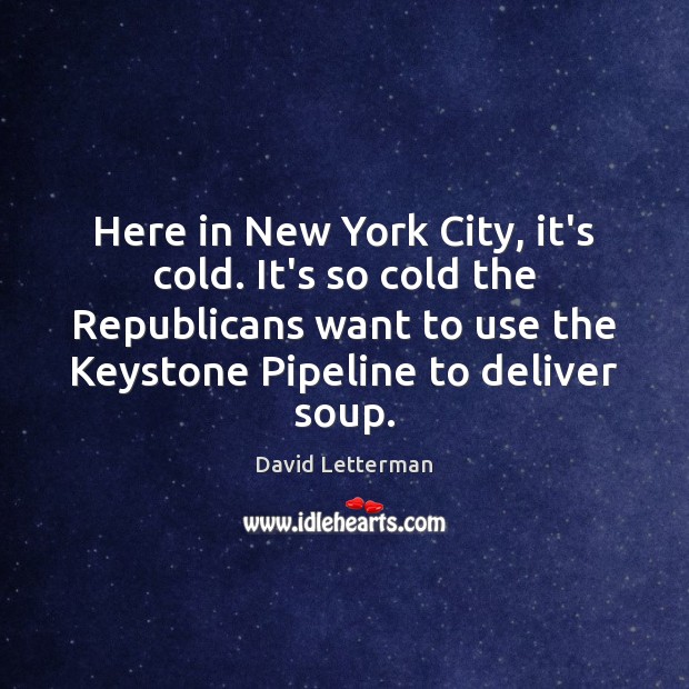 Here in New York City, it’s cold. It’s so cold the Republicans David Letterman Picture Quote