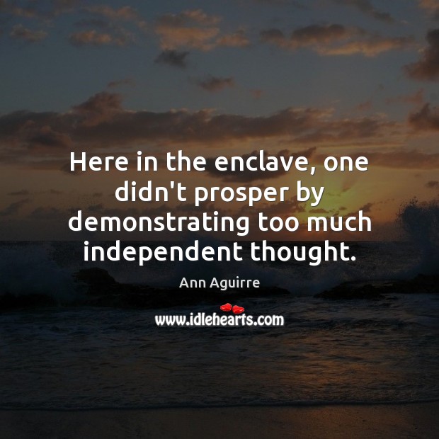 Here in the enclave, one didn’t prosper by demonstrating too much independent thought. Ann Aguirre Picture Quote