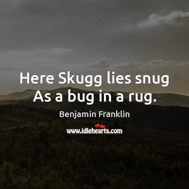 Here Skugg lies snug As a bug in a rug. Image