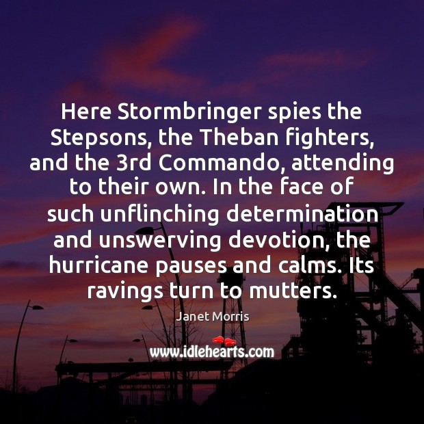 Here Stormbringer spies the Stepsons, the Theban fighters, and the 3rd Commando, Janet Morris Picture Quote