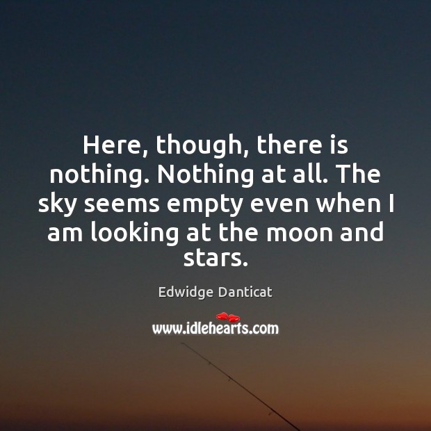 Here, though, there is nothing. Nothing at all. The sky seems empty Edwidge Danticat Picture Quote