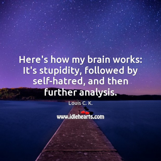 Here’s how my brain works: It’s stupidity, followed by self-hatred, and then Louis C. K. Picture Quote