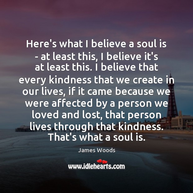Here’s what I believe a soul is – at least this, I James Woods Picture Quote