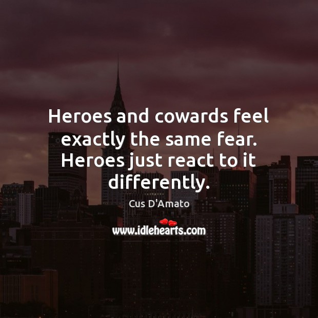 Heroes and cowards feel exactly the same fear. Heroes just react to it differently. Image