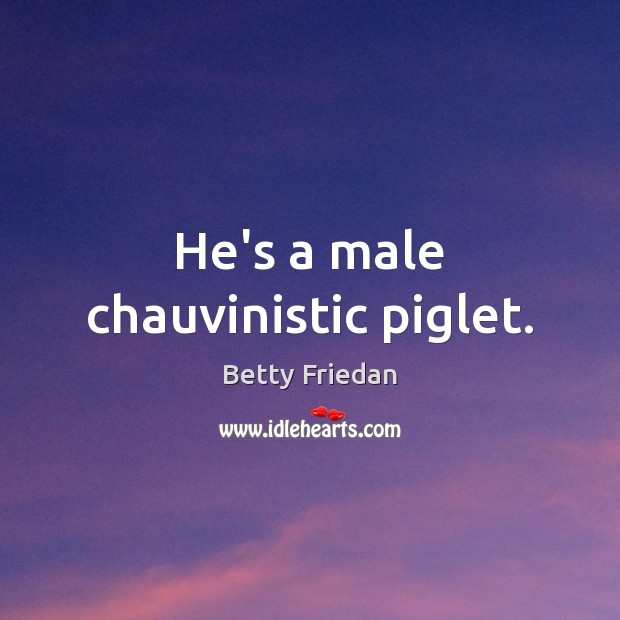 He’s a male chauvinistic piglet. Betty Friedan Picture Quote