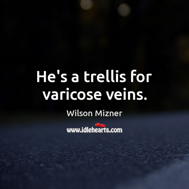 He’s a trellis for varicose veins. Wilson Mizner Picture Quote