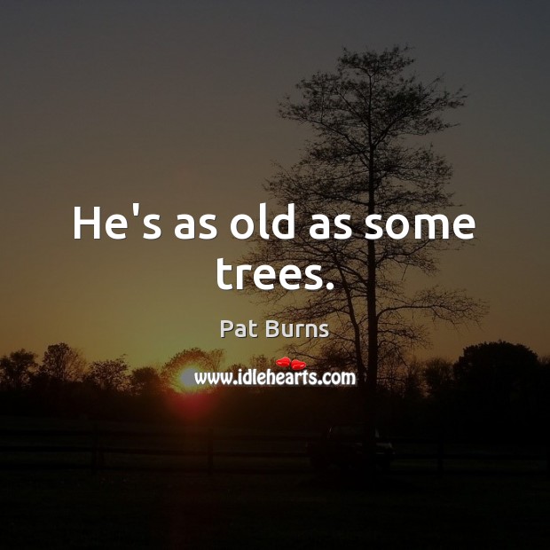 He’s as old as some trees. Pat Burns Picture Quote