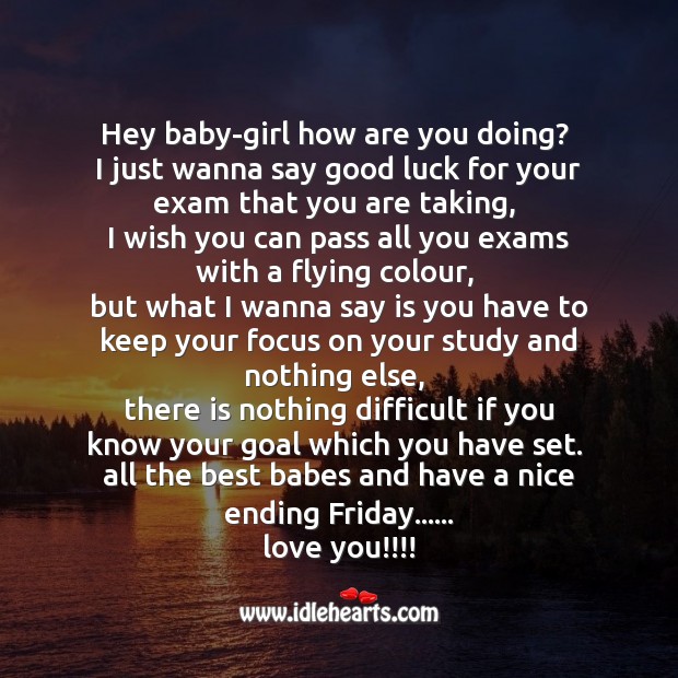 Hey baby-girl how are you doing? SMS Wishes Image