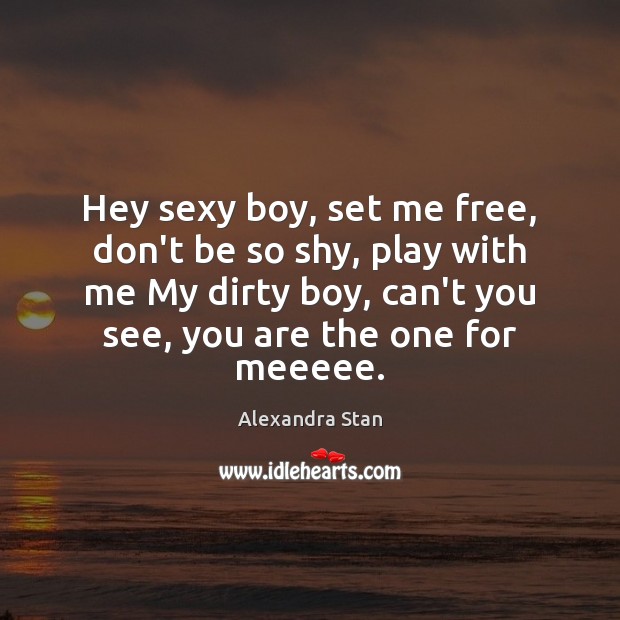 Hey sexy boy, set me free, don’t be so shy, play with Alexandra Stan Picture Quote