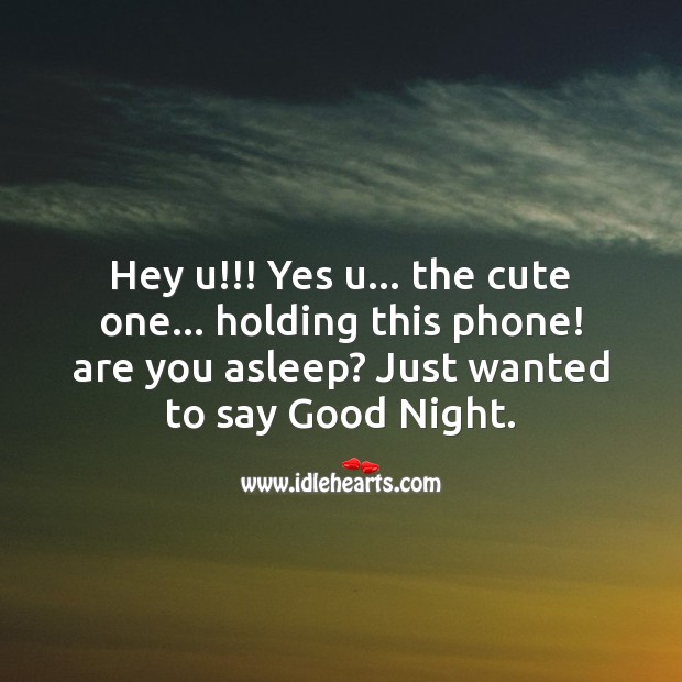 Hey you, yes you the cute one, holding the phone. Good Night Quotes Image