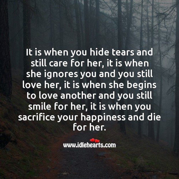 Hide tears and still care for her Care Messages Image