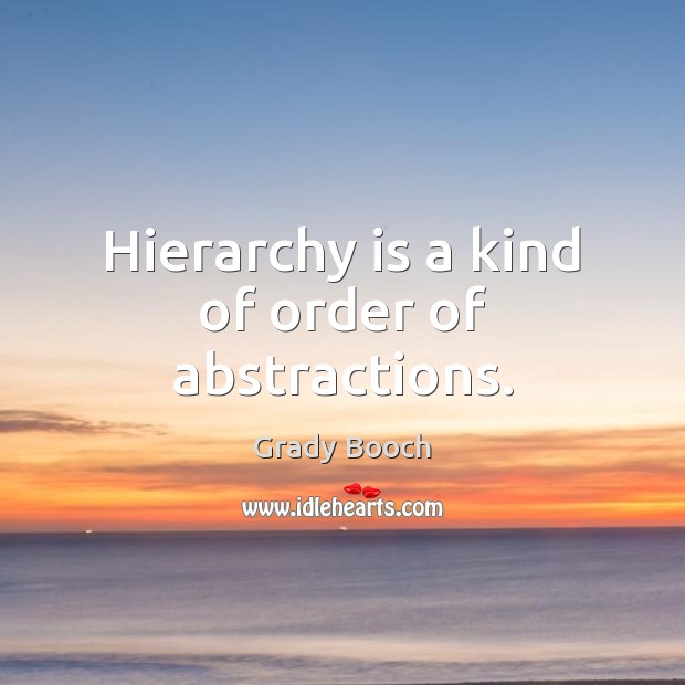 Hierarchy is a kind of order of abstractions. Grady Booch Picture Quote