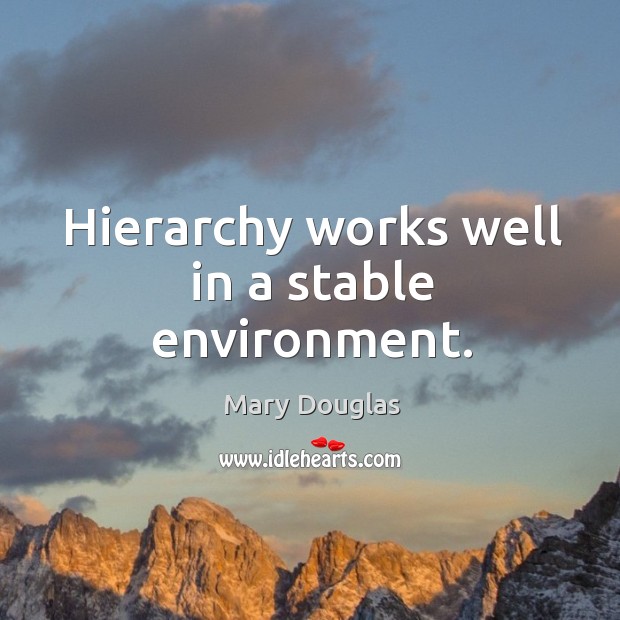 Hierarchy works well in a stable environment. Mary Douglas Picture Quote