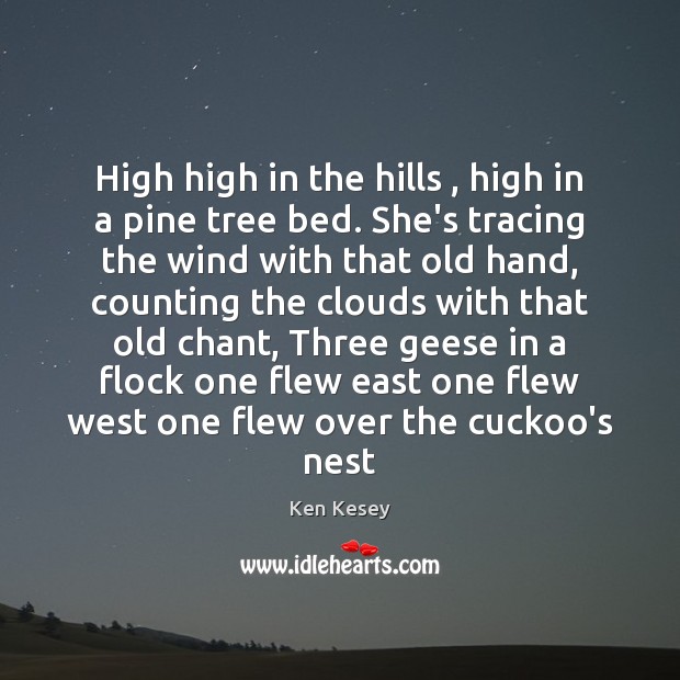 High high in the hills , high in a pine tree bed. She’s Image