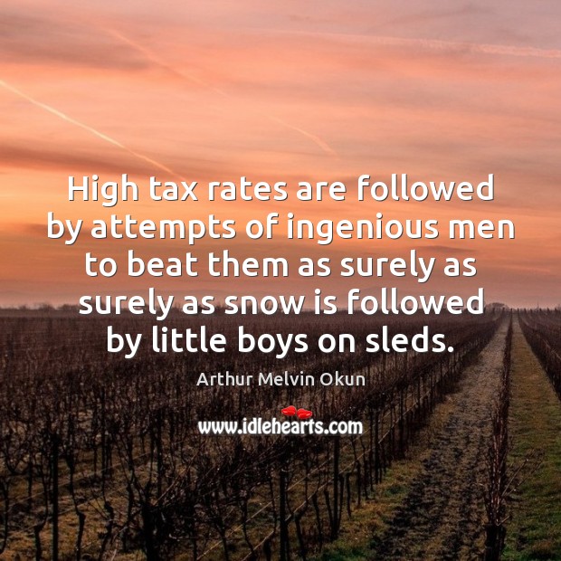 High tax rates are followed by attempts of ingenious men to beat Arthur Melvin Okun Picture Quote
