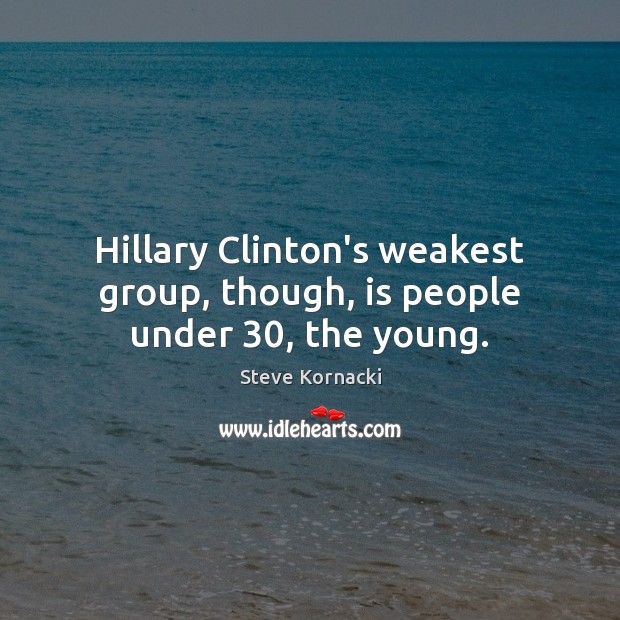 Hillary Clinton’s weakest group, though, is people under 30, the young. Image