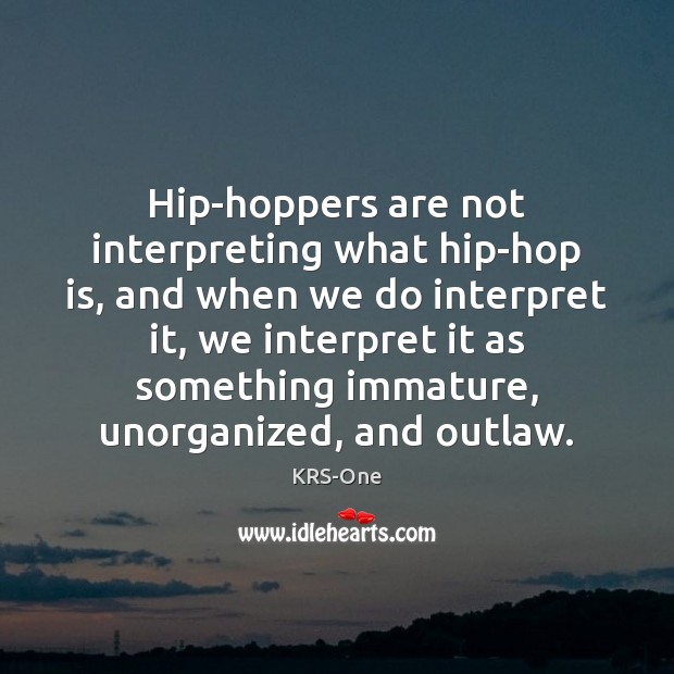 Hip-hoppers are not interpreting what hip-hop is, and when we do interpret Image